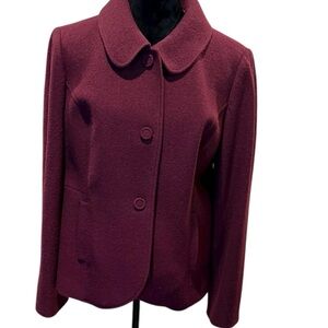Pendleton Women's Merino Wool Deep Burgundy Plum Blazer Jacket Size Large